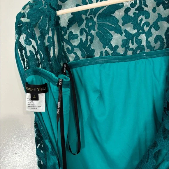 Tadashi Shoji Teal Lace Mini Cocktail Dress Size 4 - Picture 5 of 6